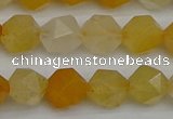 CNG7356 15.5 inches 8mm faceted nuggets yellow jade beads