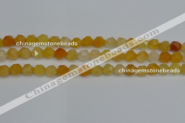 CNG7356 15.5 inches 8mm faceted nuggets yellow jade beads