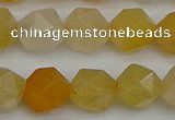 CNG7357 15.5 inches 10mm faceted nuggets yellow jade beads