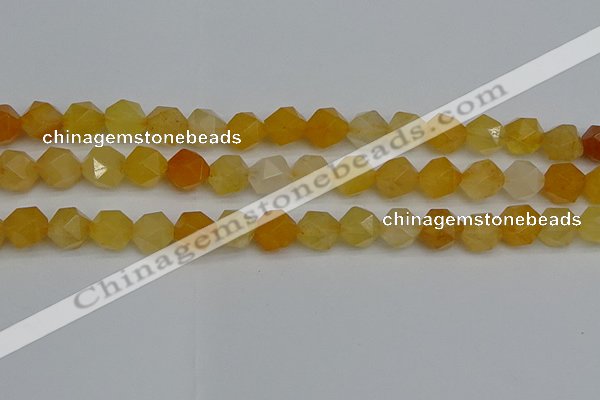 CNG7357 15.5 inches 10mm faceted nuggets yellow jade beads