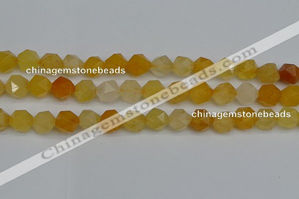 CNG7358 15.5 inches 12mm faceted nuggets yellow jade beads