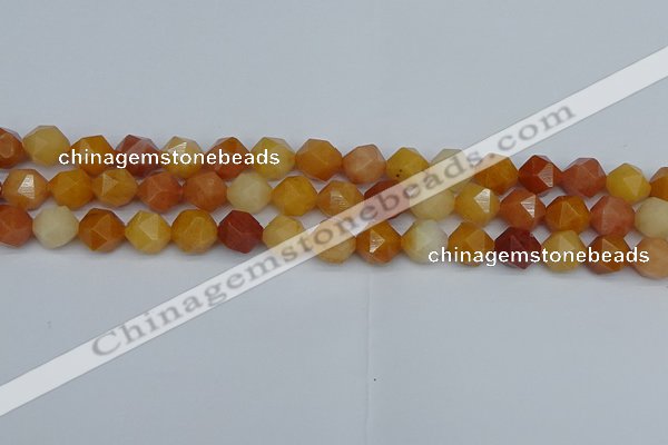 CNG7361 15.5 inches 8mm faceted nuggets yellow jade beads