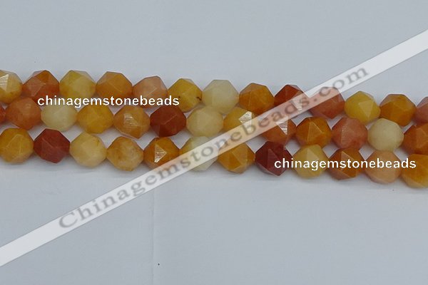 CNG7363 15.5 inches 12mm faceted nuggets yellow jade beads
