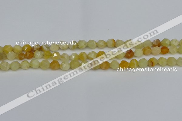 CNG7365 15.5 inches 6mm faceted nuggets yellow opal beads