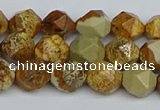 CNG7376 15.5 inches 8mm faceted nuggets picture jasper beads