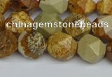 CNG7378 15.5 inches 12mm faceted nuggets picture jasper beads