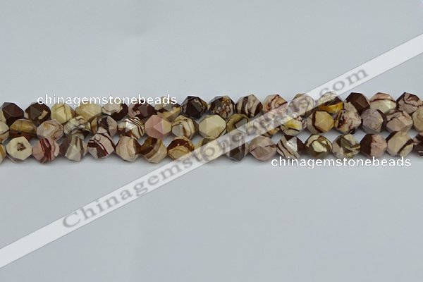 CNG7381 15.5 inches 8mm faceted nuggets zebra jasper beads