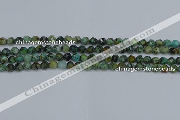 CNG7385 15.5 inches 6mm faceted nuggets African turquoise beads