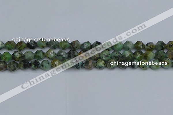 CNG7386 15.5 inches 8mm faceted nuggets African turquoise beads