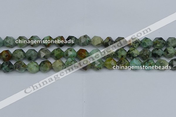 CNG7387 15.5 inches 10mm faceted nuggets African turquoise beads