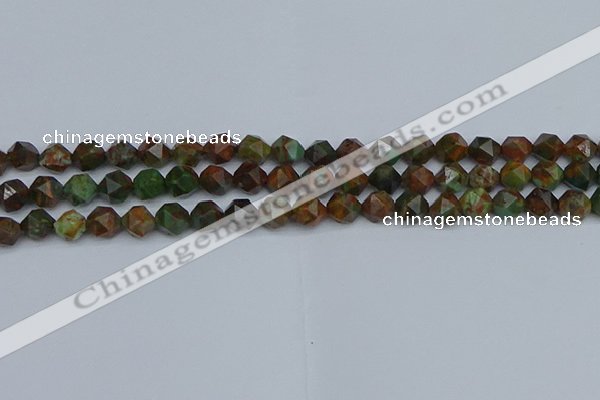 CNG7390 15.5 inches 6mm faceted nuggets green opal beads