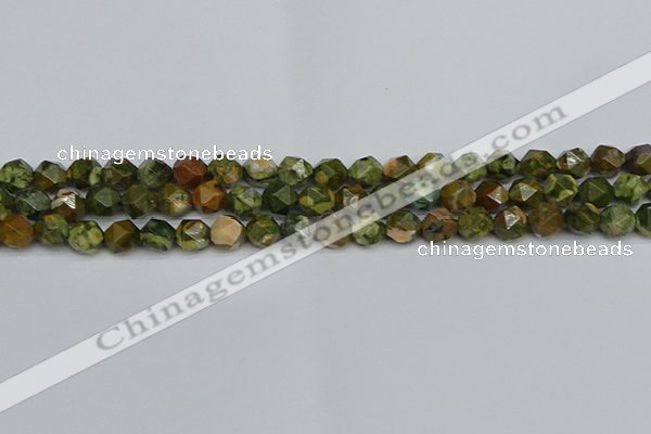 CNG7395 15.5 inches 6mm faceted nuggets rhyolite gemstone beads