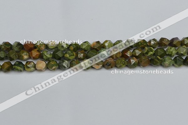 CNG7396 15.5 inches 8mm faceted nuggets rhyolite gemstone beads