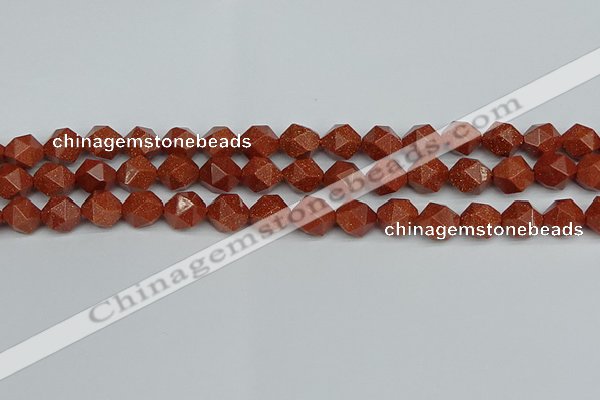 CNG7402 15.5 inches 10mm faceted nuggets goldstone beads