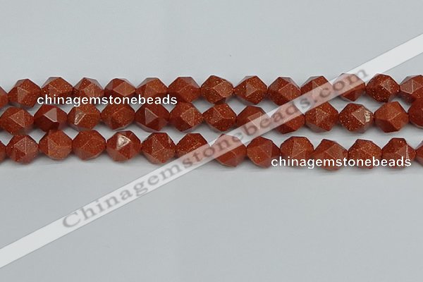 CNG7403 15.5 inches 12mm faceted nuggets goldstone beads