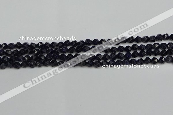 CNG7405 15.5 inches 6mm faceted nuggets blue goldstone beads
