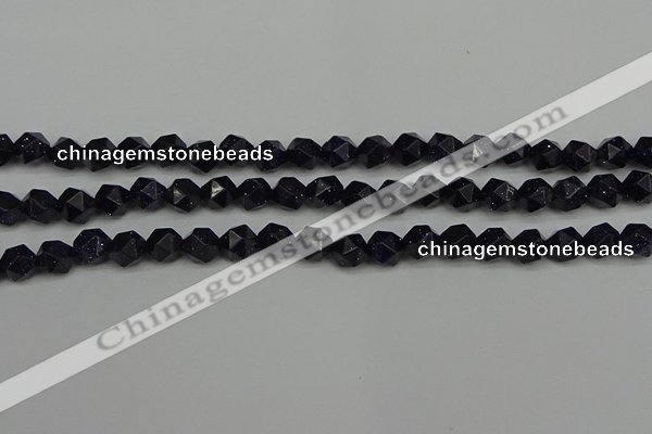 CNG7406 15.5 inches 8mm faceted nuggets blue goldstone beads