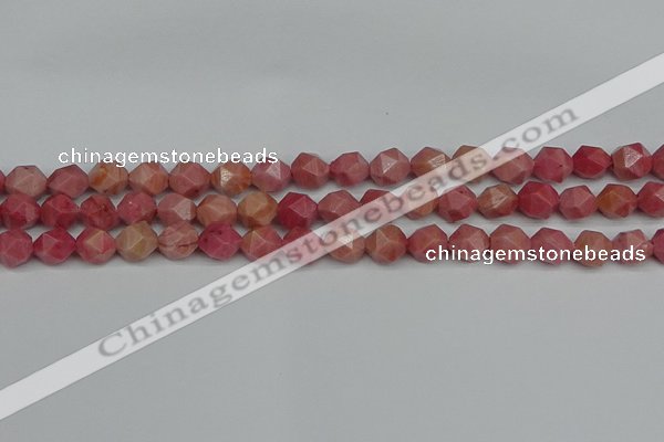 CNG7421 15.5 inches 8mm faceted nuggets rhodochrosite beads