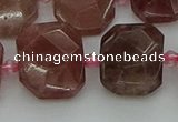 CNG7455 12*16mm - 15*20mm faceted freeform strawberry quartz beads