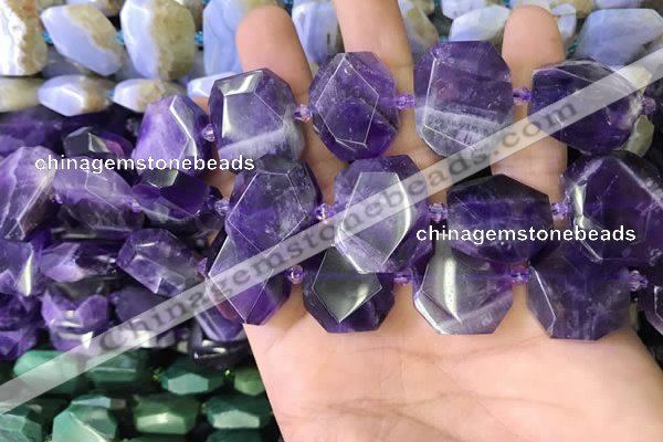 CNG7473 15.5 inches 18*25mm - 20*28mm faceted freeform amethyst beads