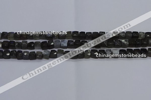 CNG7490 15.5 inches 8*8mm faceted nuggets black moonstone beads