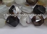 CNG7501 15.5 inches 6mm faceted nuggets line agate beads