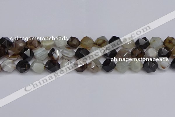 CNG7502 15.5 inches 8mm faceted nuggets line agate beads