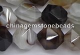 CNG7503 15.5 inches 10mm faceted nuggets line agate beads