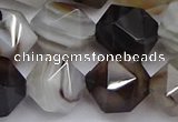 CNG7504 15.5 inches 12mm faceted nuggets line agate beads