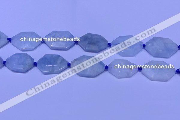 CNG7511 15.5 inches 25*35mm - 30*40mm faceted freeform aquamarine beads