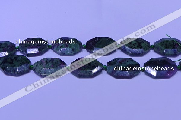 CNG7514 15.5 inches 25*35mm - 30*40mm faceted freeform ruby zoisite beads