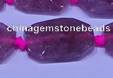 CNG7522 18*25mm - 25*35mm faceted freeform strawberry quartz beads