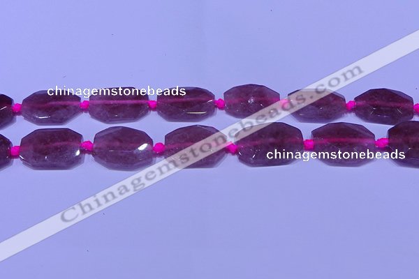 CNG7522 18*25mm - 25*35mm faceted freeform strawberry quartz beads