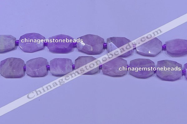 CNG7523 15.5 inches 18*25mm - 25*35mm faceted freeform kunzite beads