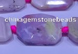 CNG7524 15.5 inches 18*25mm - 25*35mm faceted freeform pink opal beads