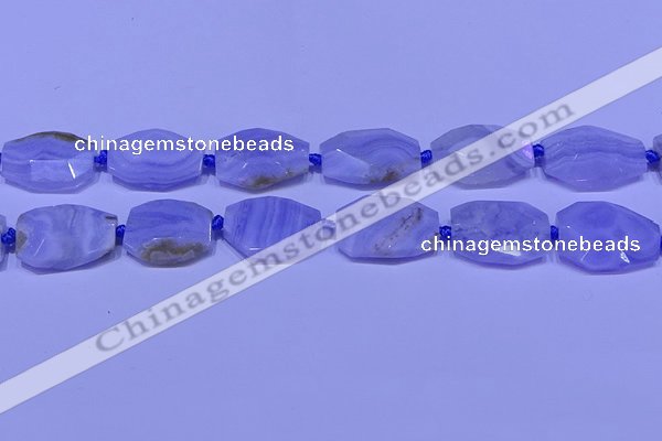 CNG7526 18*25mm - 25*35mm faceted freeform blue lace agate beads