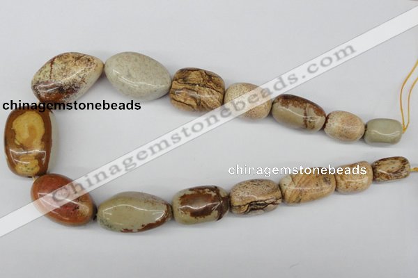 CNG76 15.5 inches 12*18mm - 20*30mm nuggets picture jasper beads