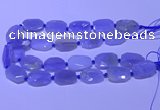 CNG7623 20*30mm - 22*32mm faceted freeform blue chalcedony beads