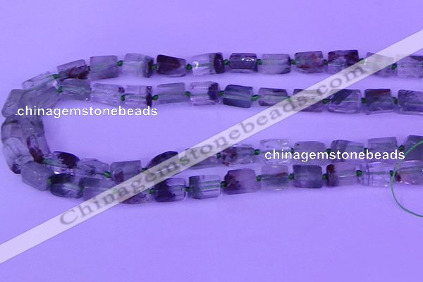 CNG7650 15.5 inches 5*7mm - 8*10mm nuggets green phantom quartz beads