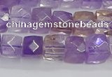 CNG7658 15.5 inches 8*8mm faceted nuggets ametrine beads