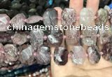 CNG7757 13*18mm - 15*25mm faceted freeform strawberry quartz beads