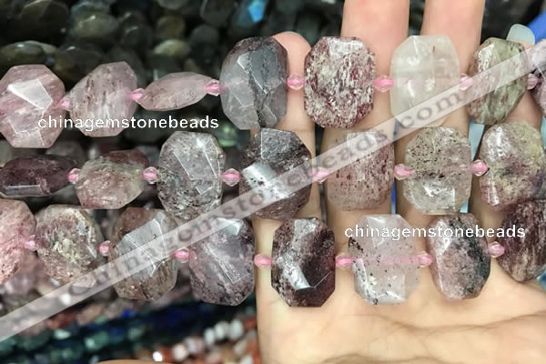 CNG7757 13*18mm - 15*25mm faceted freeform strawberry quartz beads