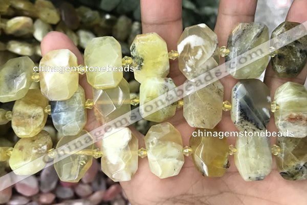 CNG7761 13*18mm - 15*25mm faceted freeform yellow opal beads