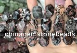 CNG7772 13*18mm - 15*25mm faceted freeform red snowflake obsidian beads