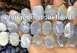 CNG7781 13*18mm - 15*25mm faceted freeform blue chalcedony beads