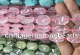 CNG7801 13*18mm - 18*25mm faceted freeform rose quartz beads