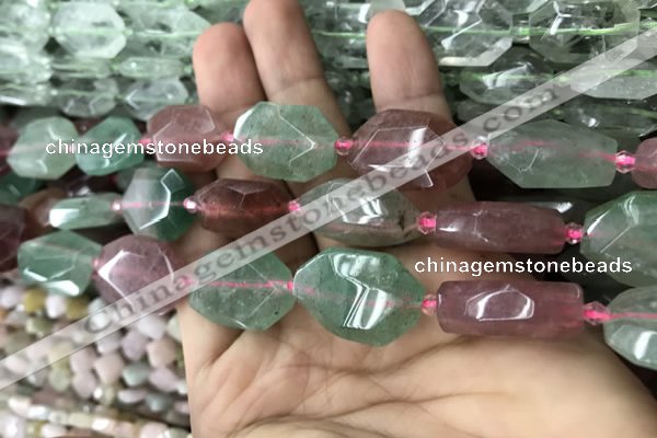 CNG7807 13*18mm - 18*25mm faceted freeform mixed strawberry quartz beads