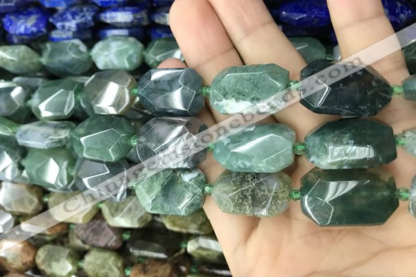 CNG7815 13*18mm - 18*25mm faceted freeform moss agate beads