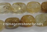 CNG782 15.5 inches 13*18mm nuggets golden rutilated quartz glass beads