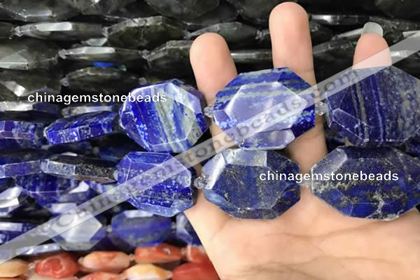 CNG7836 22*30mm - 28*35mm faceted freeform lapis lazuli beads